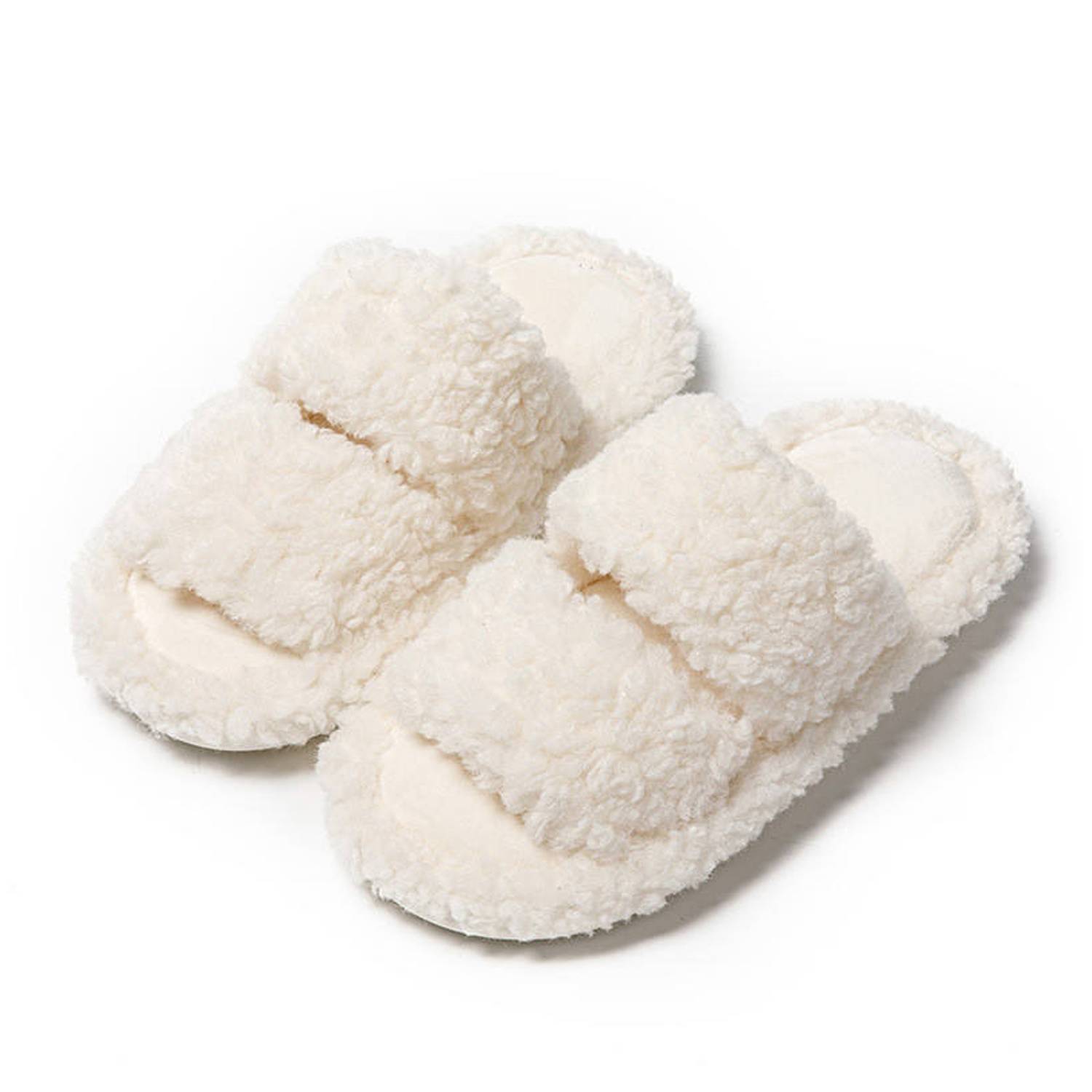 Womens Open Toe Fluffy House Slippers 5