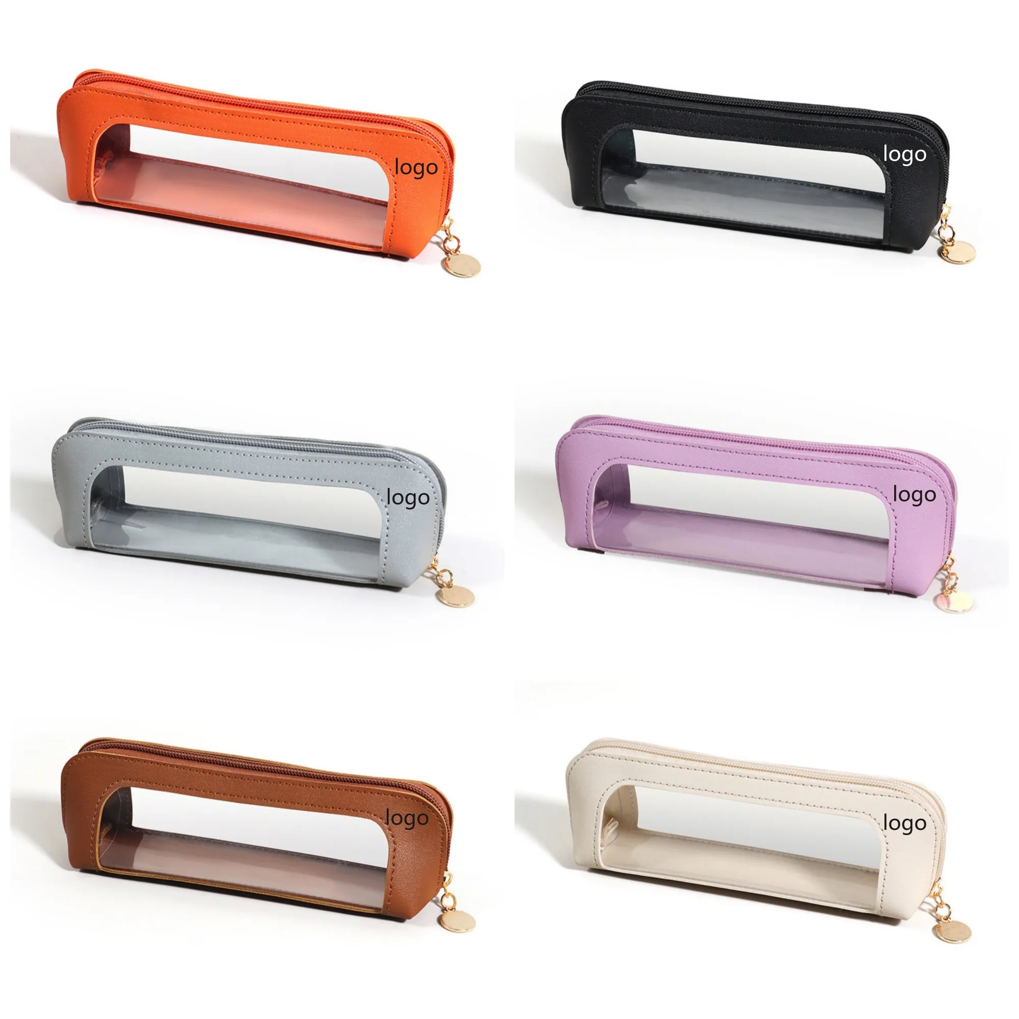 Pencil Case Cosmetic Pouch PU Leather Transparent Pen Bag 3