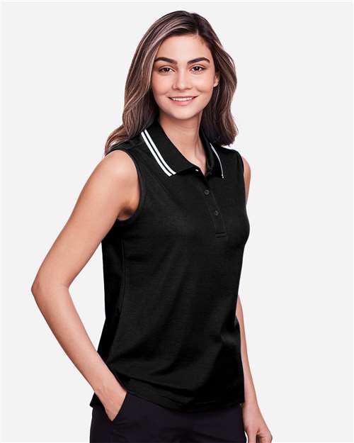 Women's CrownLux Performance® Plaited Tipped Sleeveless Polo - DG20SW 10