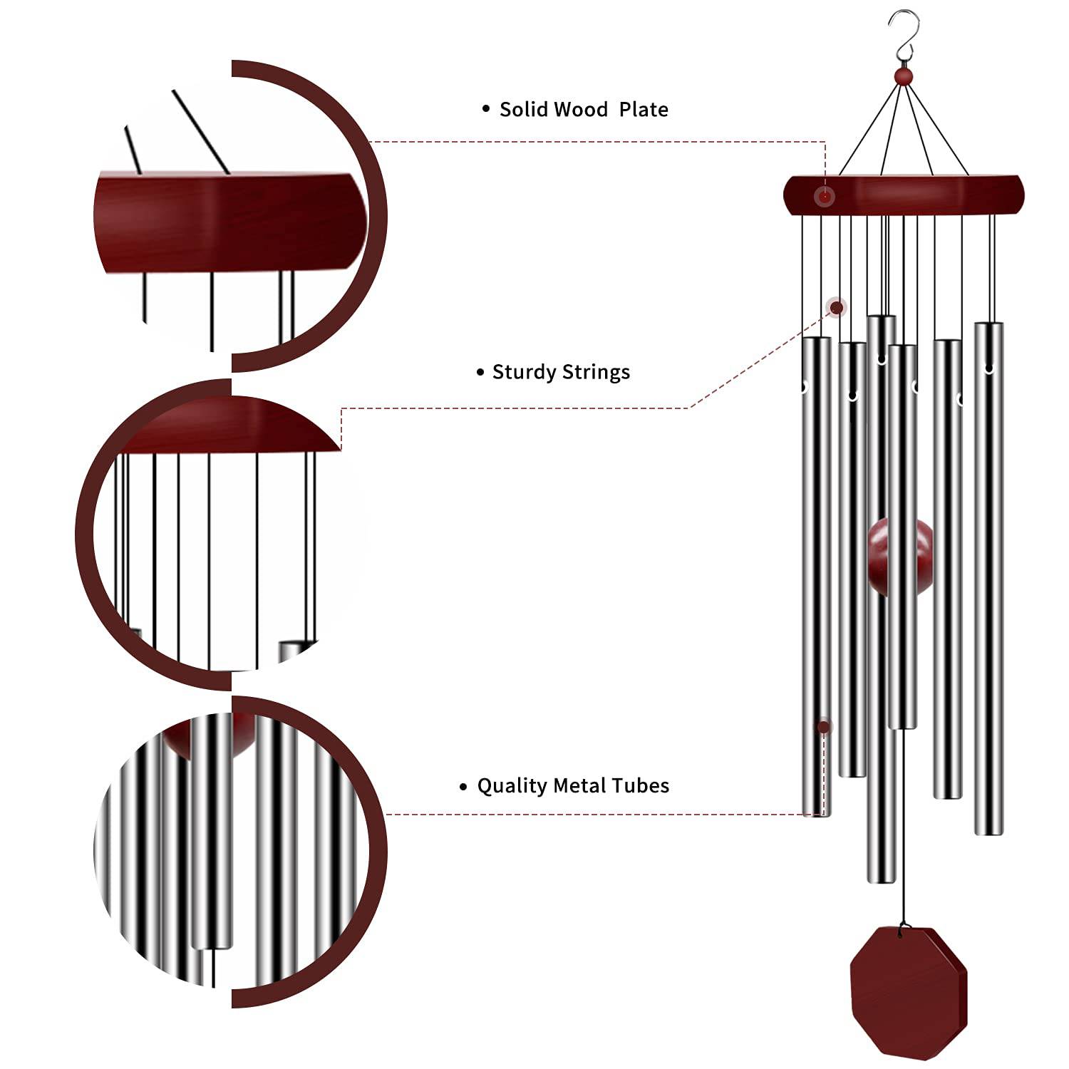 Memorial Wind Chimes Outdoor Large Deep Tone 5