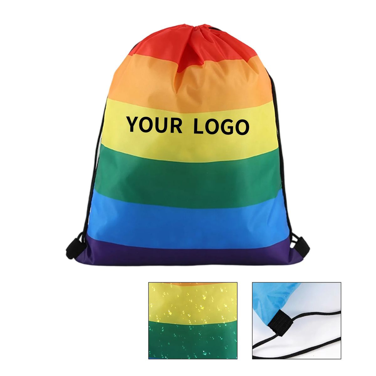 Rainbow Print Drawstring Backpack for Events and Travel 2