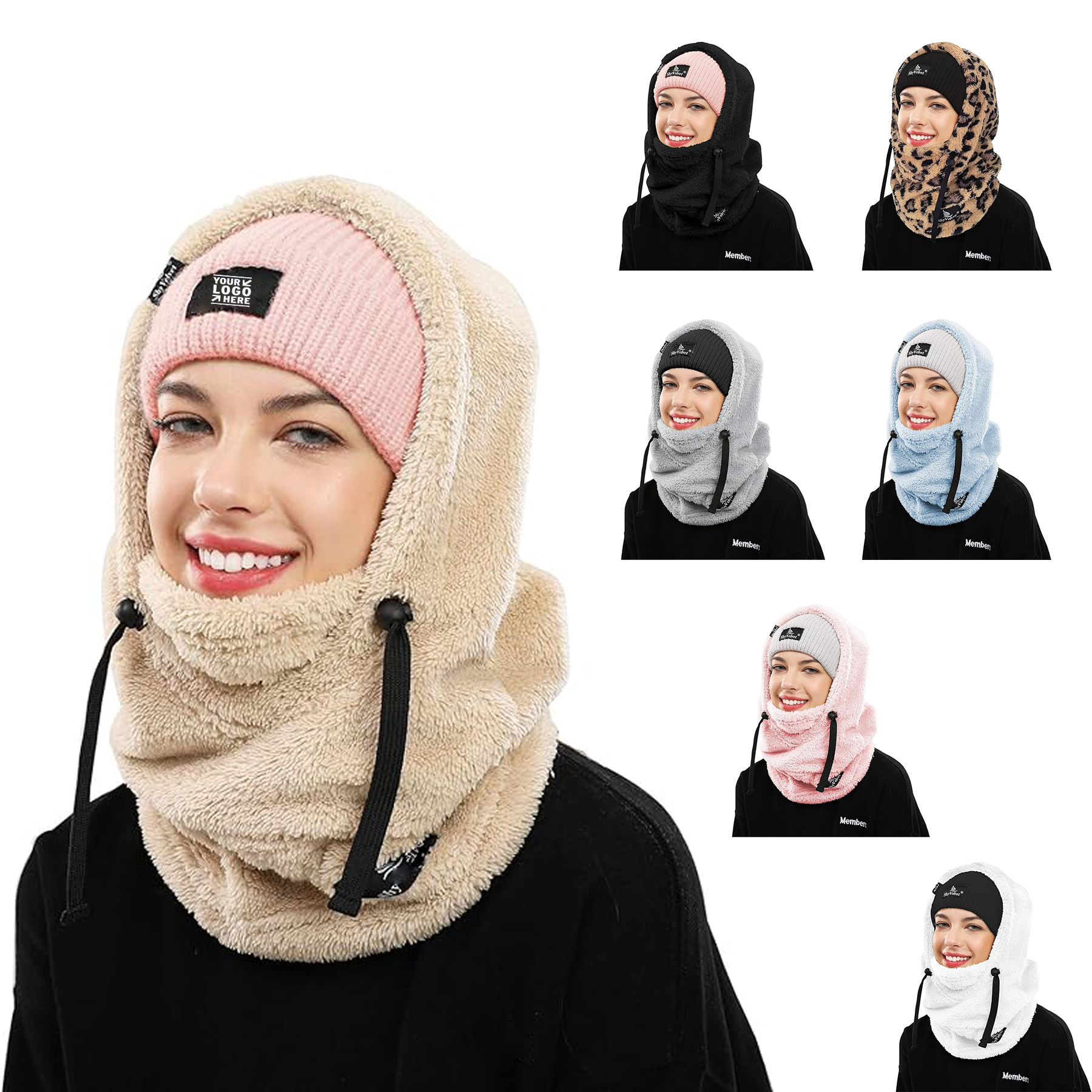 Men Women Balaclava Wind Resistant Winter Fleece Ski Face Mask Cover Hat Cap Scarf 2