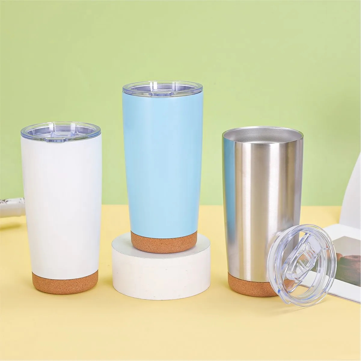 20oz. Insulated Stainless Steel Tumbler Cork Base Travel Cup 5