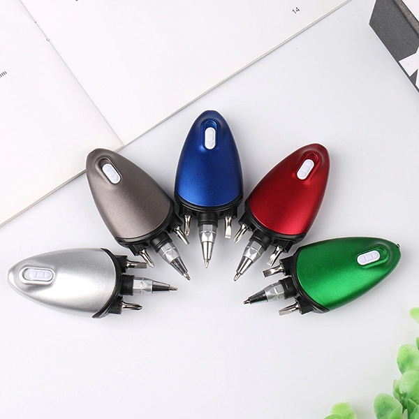 Custom 5-in-1 Stylus Ballpoint Pens with Keychain Light 3