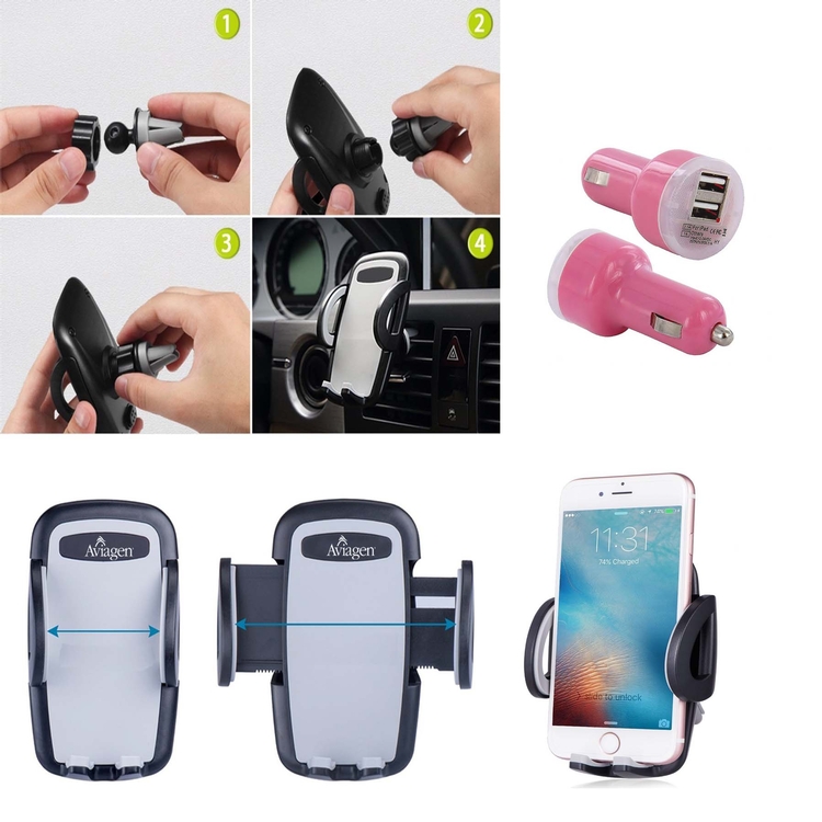iBank ® Car Phone Holder compatible with iPhone, Galaxy & More 1