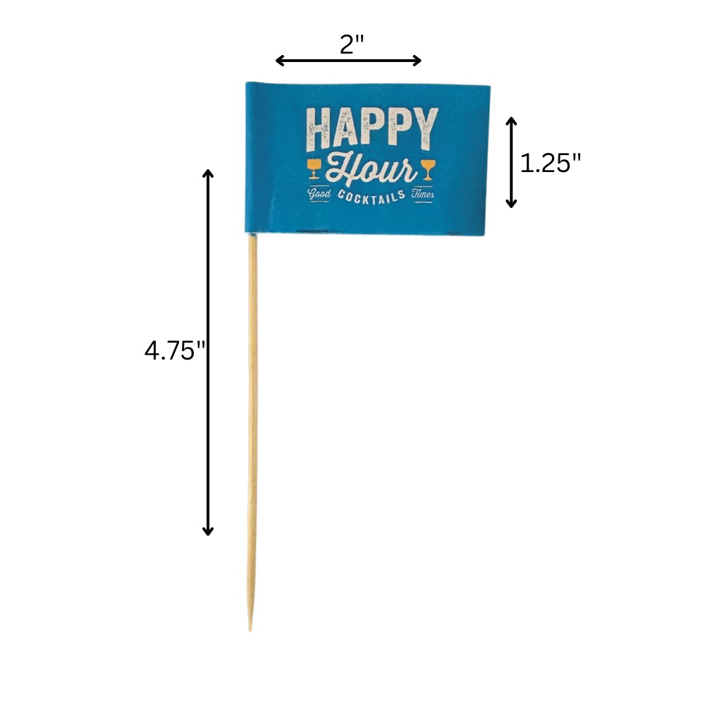 4.75 Inch Bulk Custom Toothpick Flags - Rectangle Medium - 2" x 1.25" 1