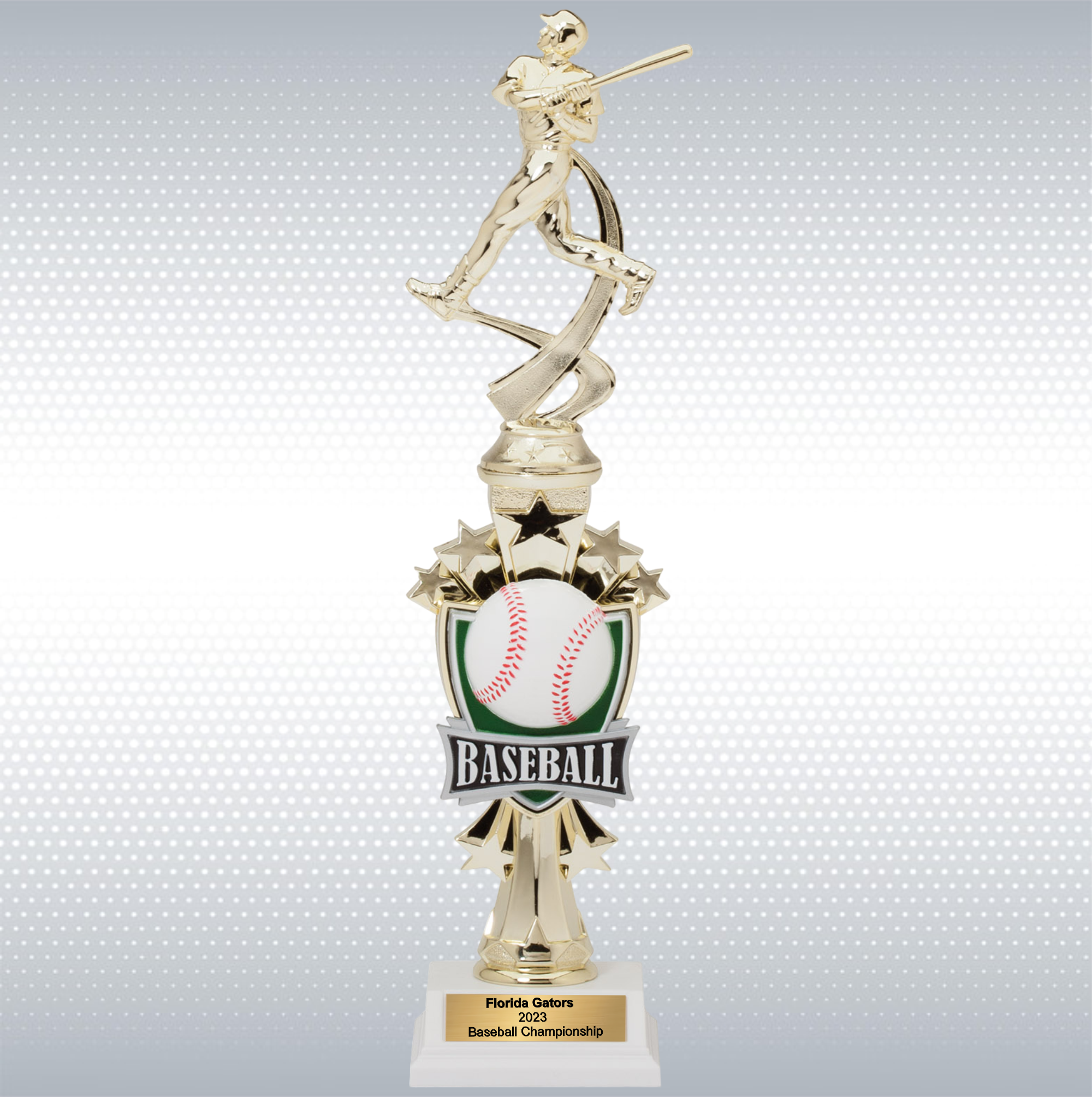 14" Assembled Male Baseball Figure Trophy w/ White Base 5