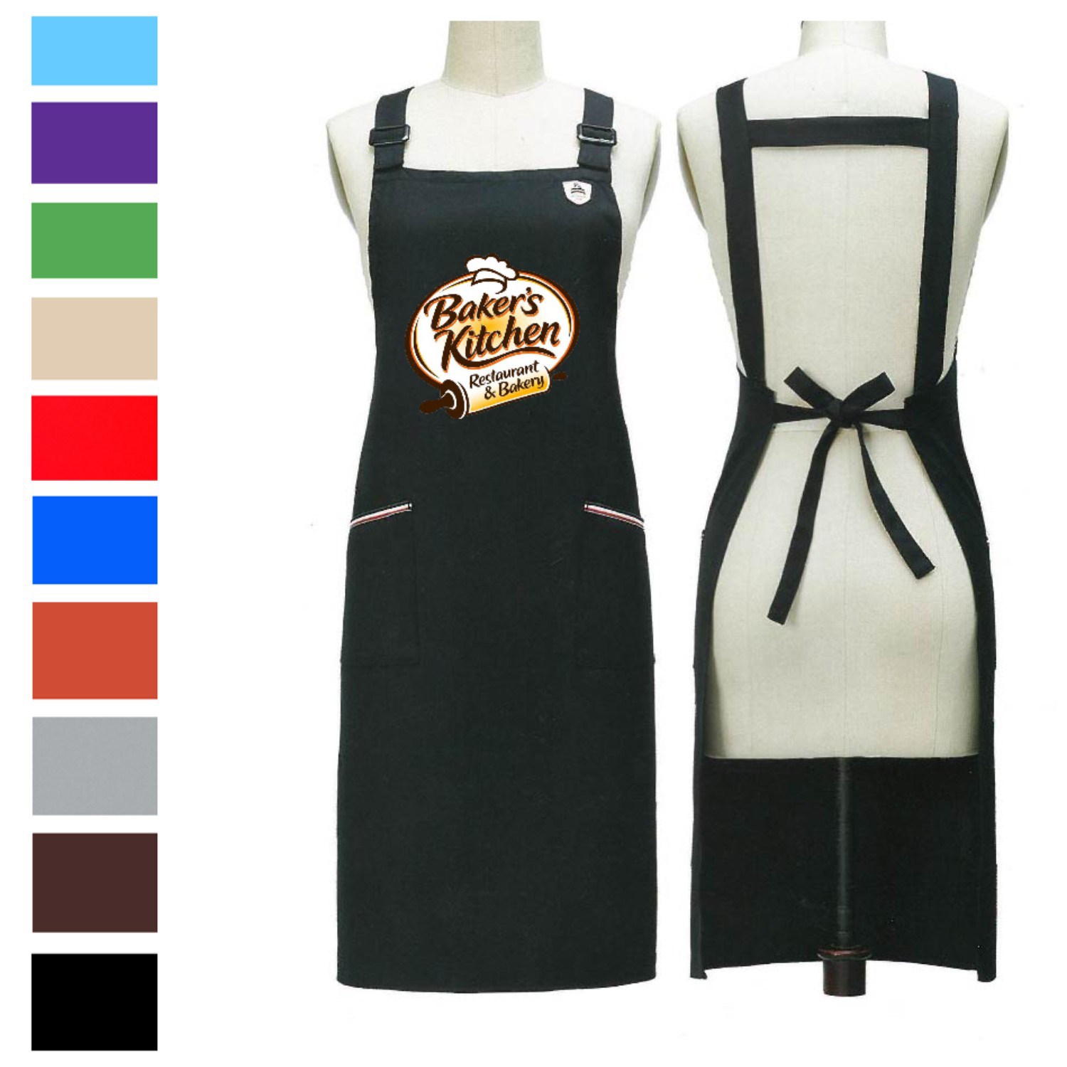 12 oz. Serge Kitchen Apron w/ Shoulder strap & 2 pockets 3
