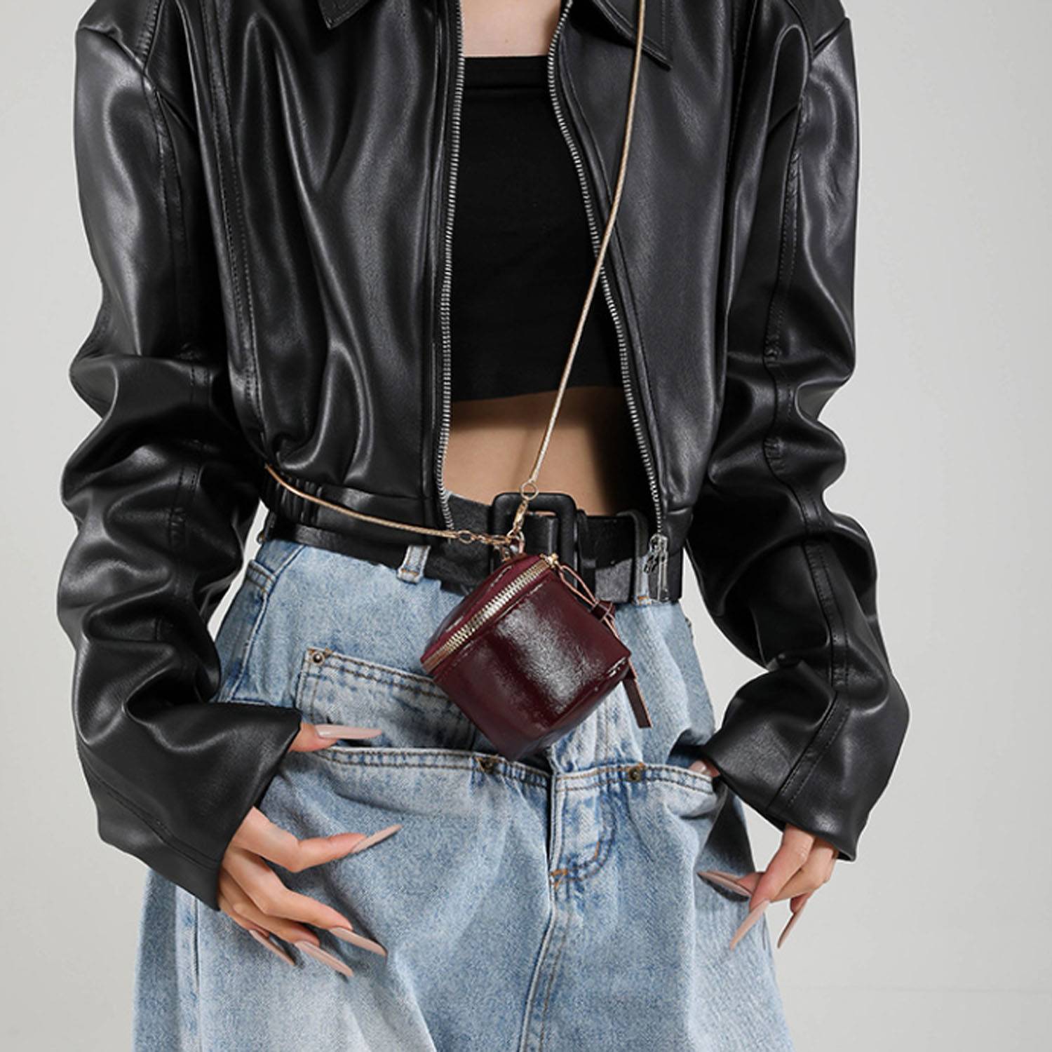 Portable Compact PU Leather Crossbody Coin Bag 7