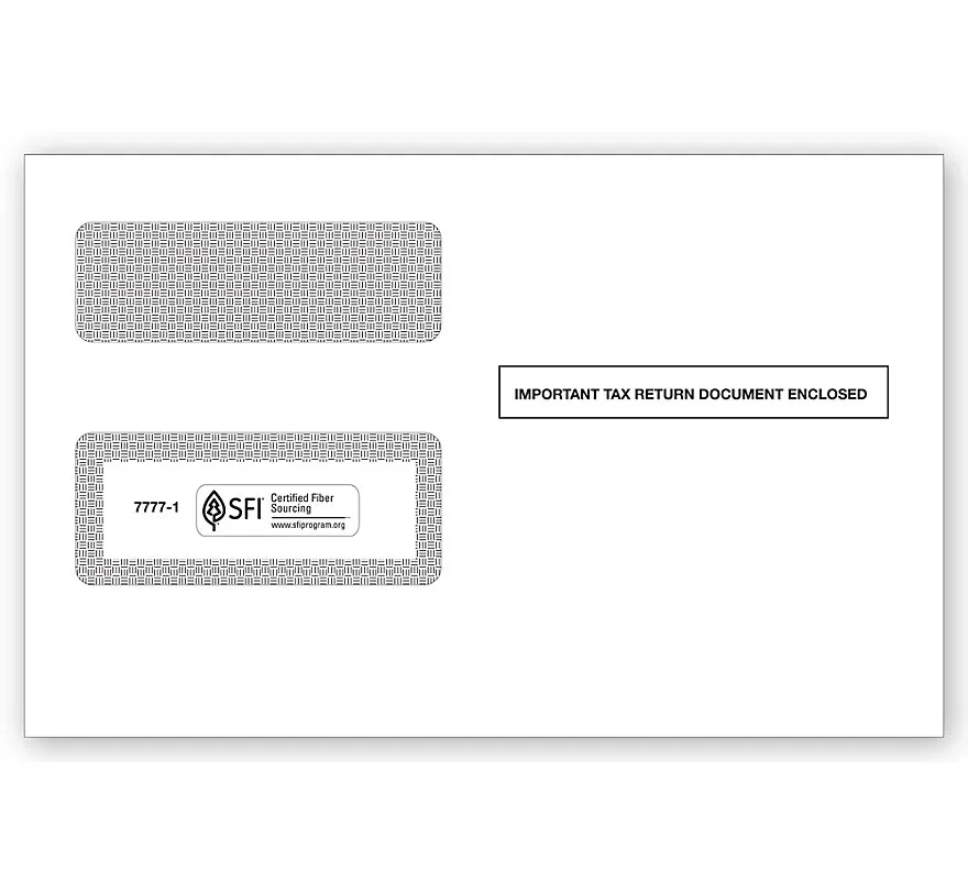 Envelopes, Double-Window, Gummed Flap for 2-Up 1099 Forms 1