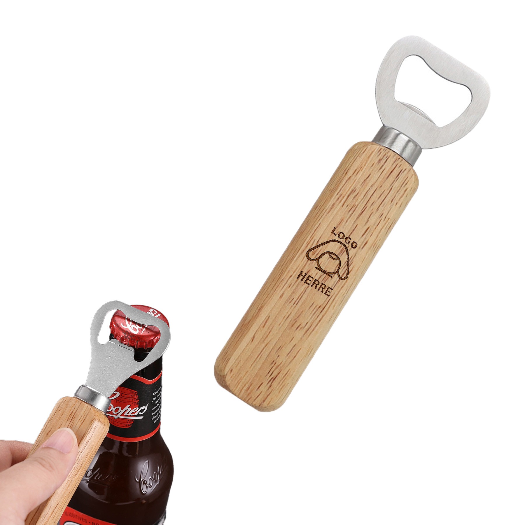 Natural Wood Stainless Steel Bottle Opener 4