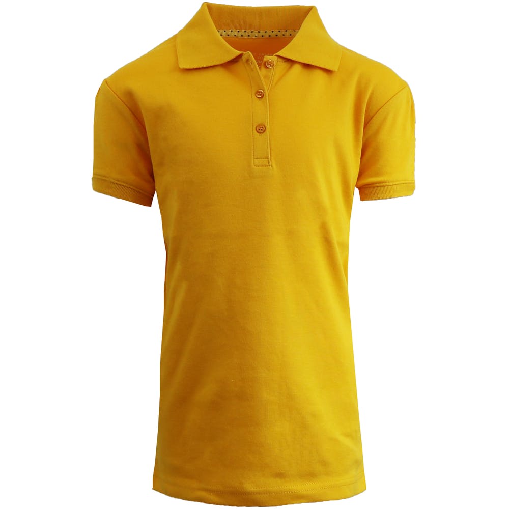 Girls' School Uniform Polo Shirts - Gold Short Sleeve Size 16 - 20 1