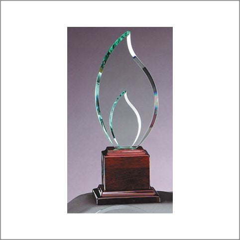 Glass Double Flame On Rosewood Base 4½" X 12" 2