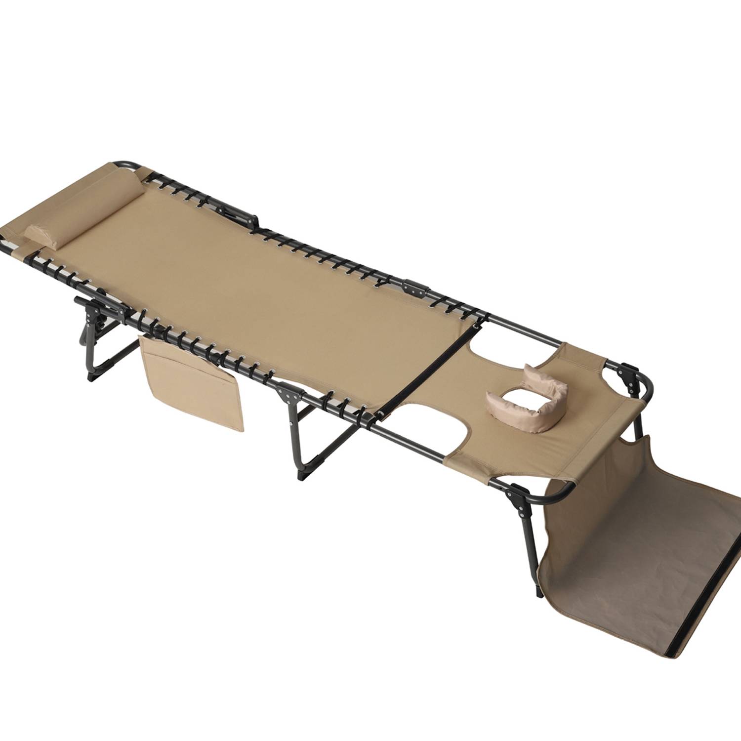 Adjustable Folding Sun Lounger w/ Face Hole and Pillow 2