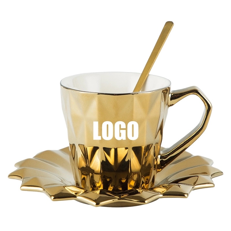 Custom 6 oz Ceramic Coffee Mug Saucer Set 3