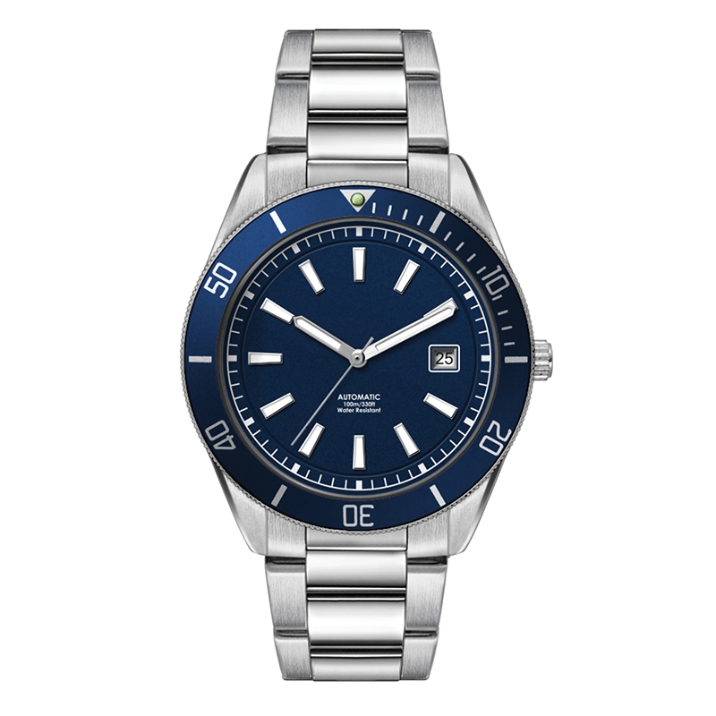 WC8246 42MM STEEL SILVER CASE, 3 HAND "AUTOMATIC" MVMT, BLUE DIAL, DTE DISPLAY, BL ROTATING BEZEL, SILVER B 2