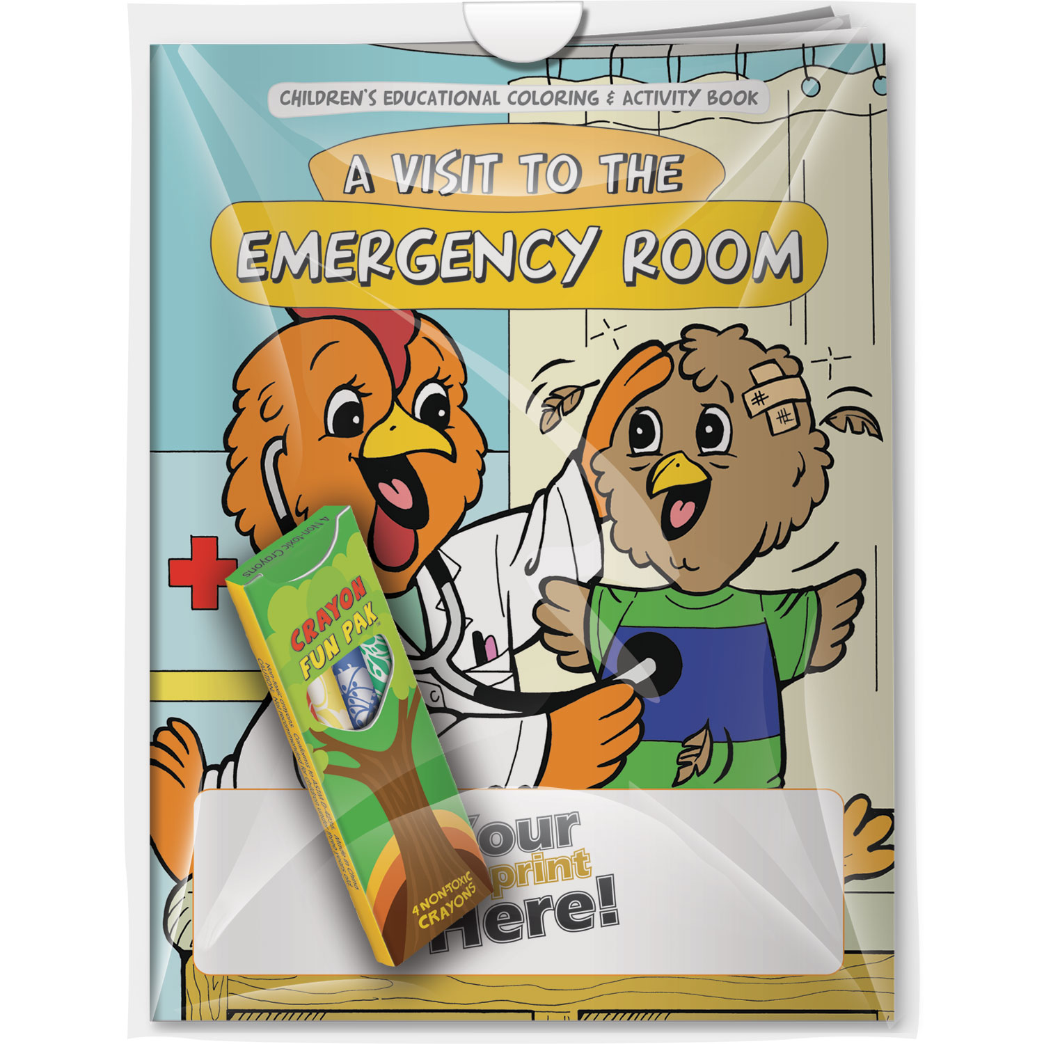 Combo Pack - CB1034 Coloring Book & 4-Pack of Crayons (Imprinted) in a Poly Bag 2