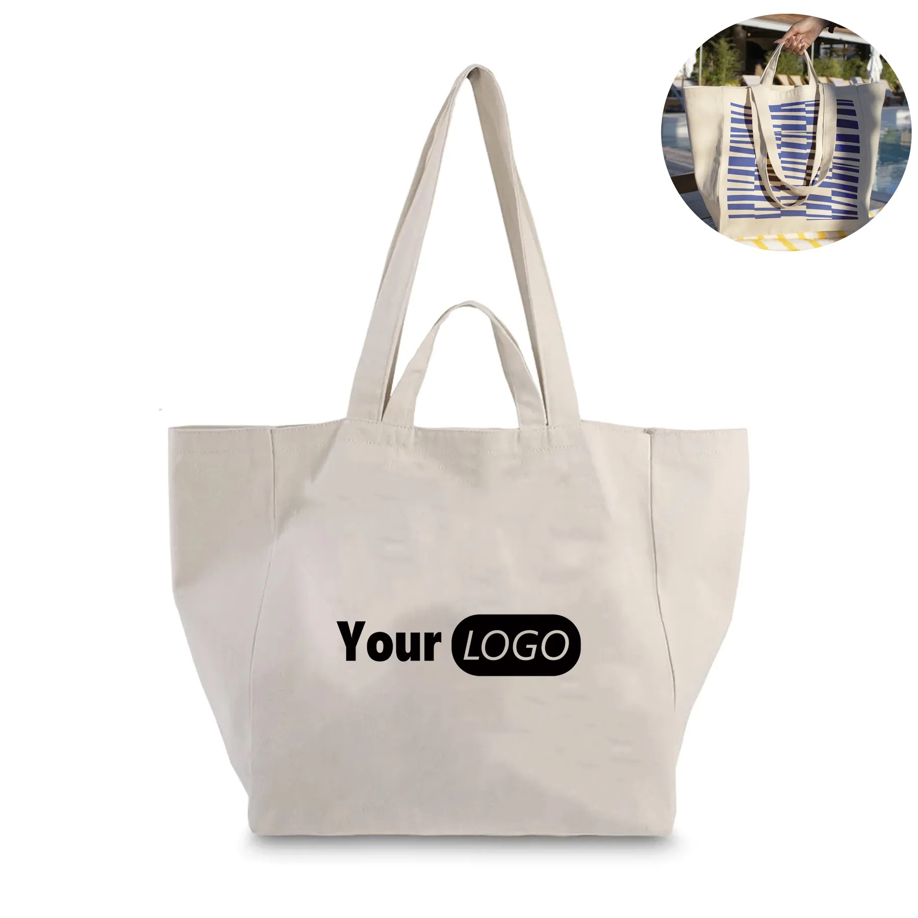 2 Sizes Of Handle Canvas Tote Bag 14 1/2"W x 14 1/2"H x 8"D 2