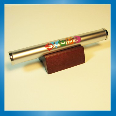 Matte Silver Kaleidoscope with Wood Base 2