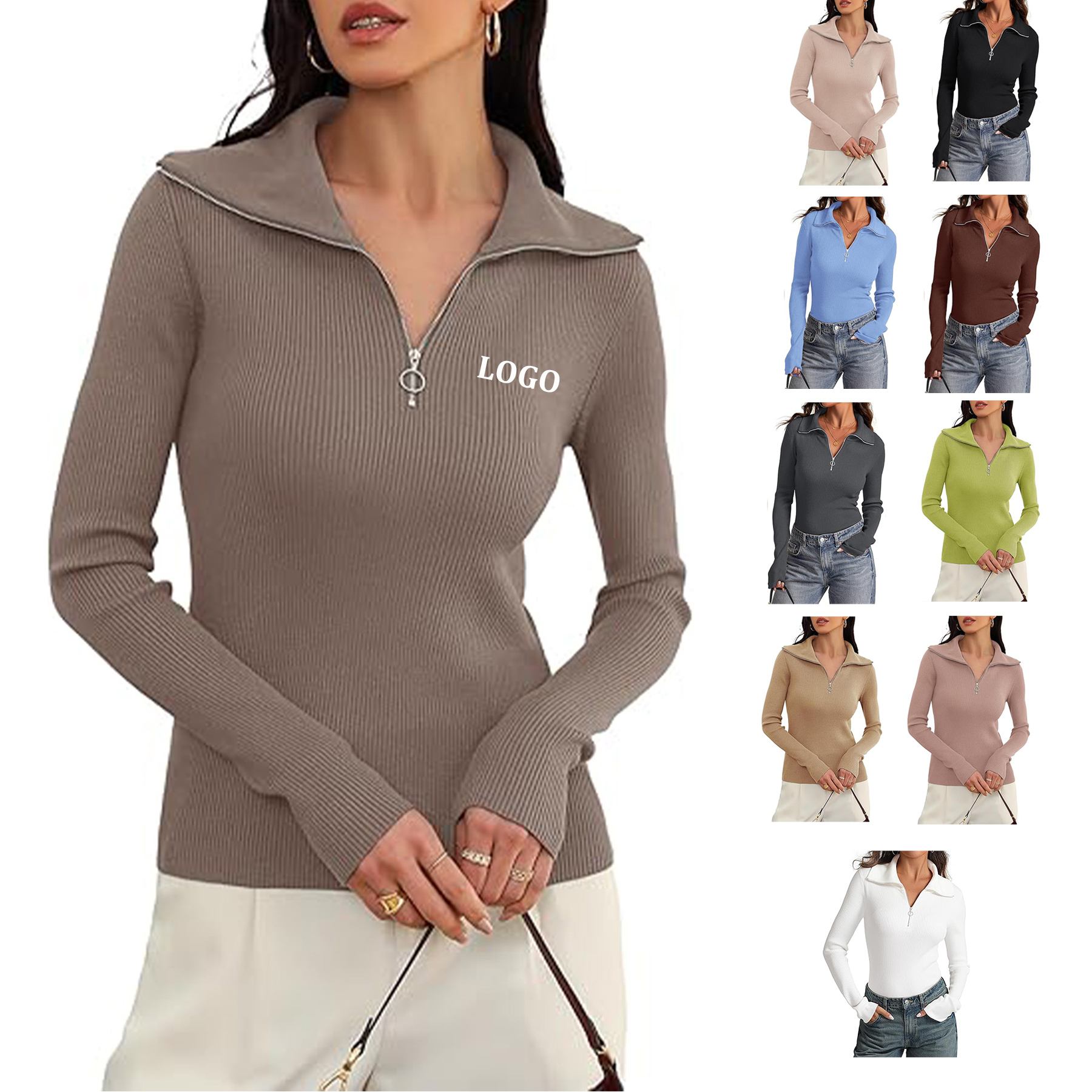 Long Sleeved Slim fit Ribbed Knit Sweater, custom hoodie or sweatshirt with logo imprint 3