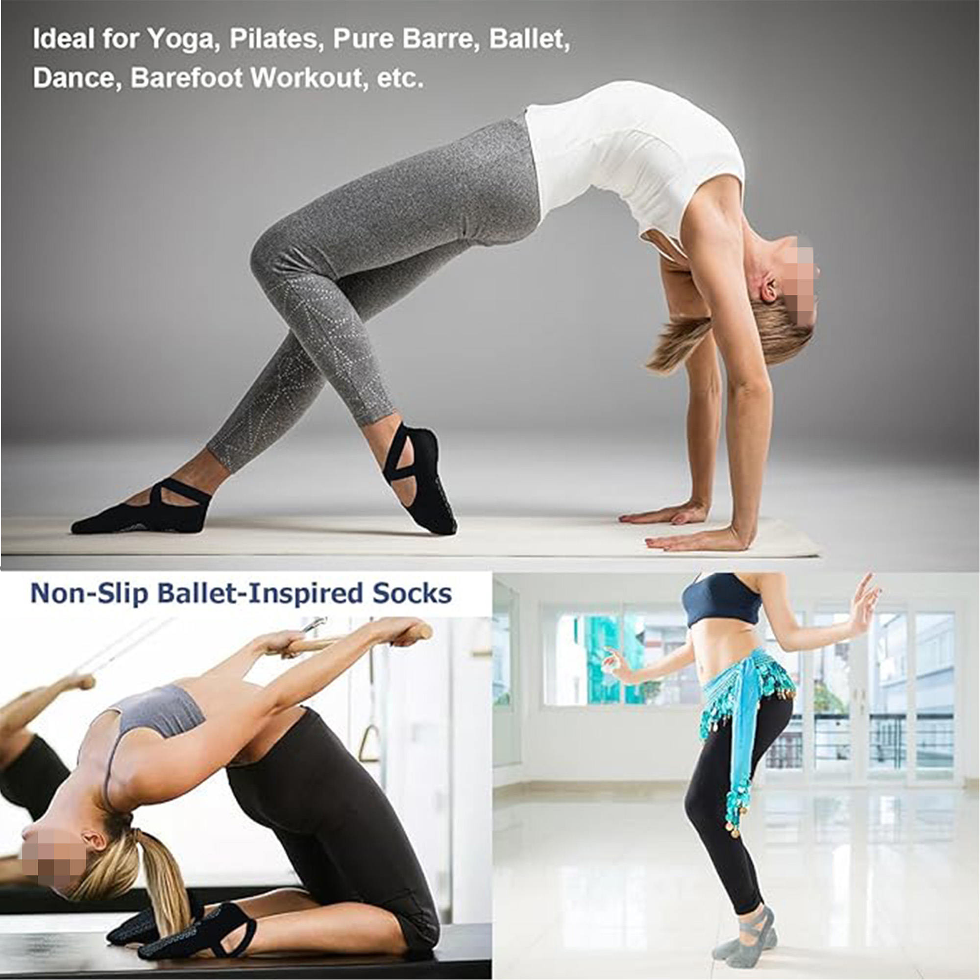 Yoga Sock for Women Non-Slip Grips and Straps 2