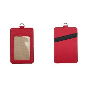 Lanyard Dual Colored 3 Pockets PU Leather Card Holder 21