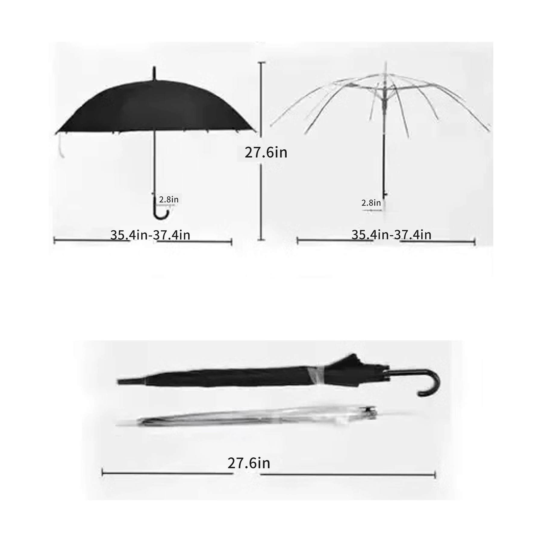 8 Bone Transparent Long-Handled Umbrella 2