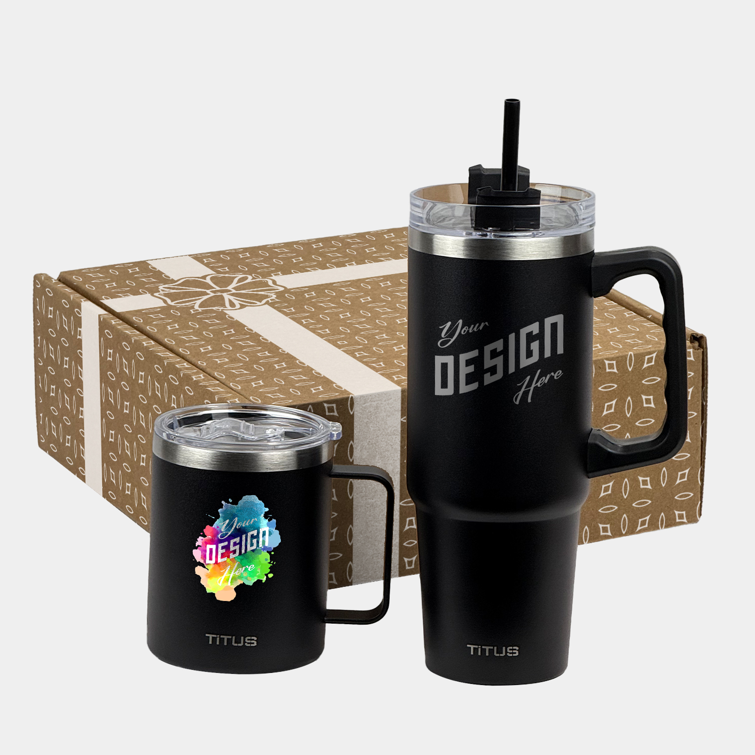 TiTUS® 30 oz Travel Mug with Straw & 12 oz Insulated Mug Gift Set 1