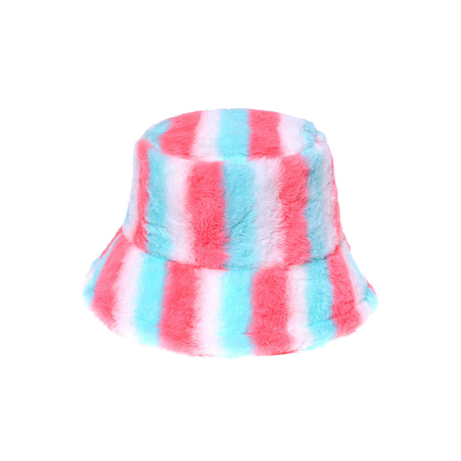 Winter Cute Rainbow Fluffy Bucket Hat 7