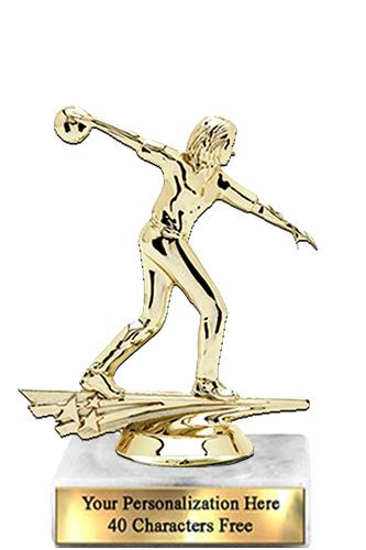 Trophy: 7", 2x3 white marble base, Star Figure Fem 1