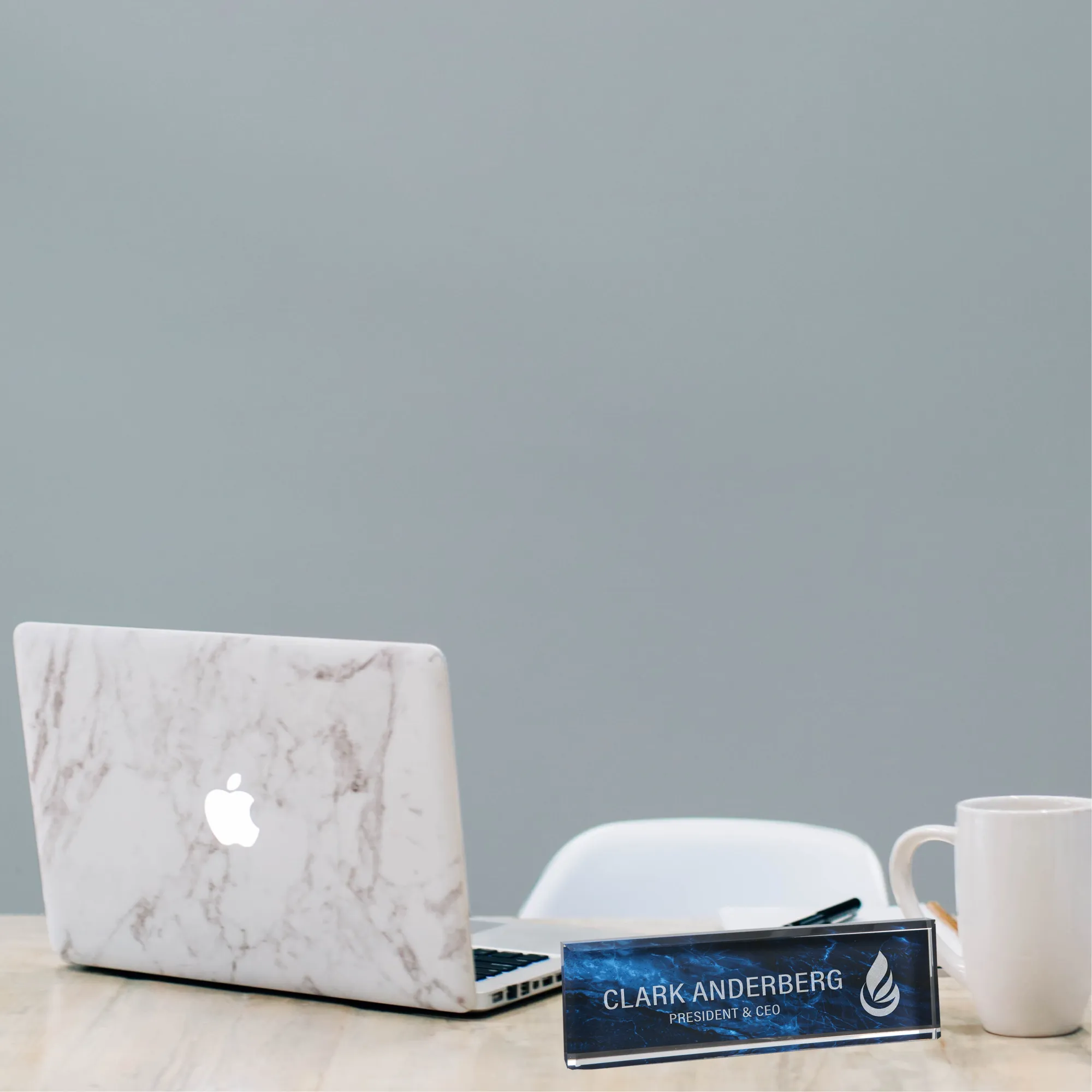 9 1/2" x 2 3/4" Blue Marble Acrylic Name Bar 4