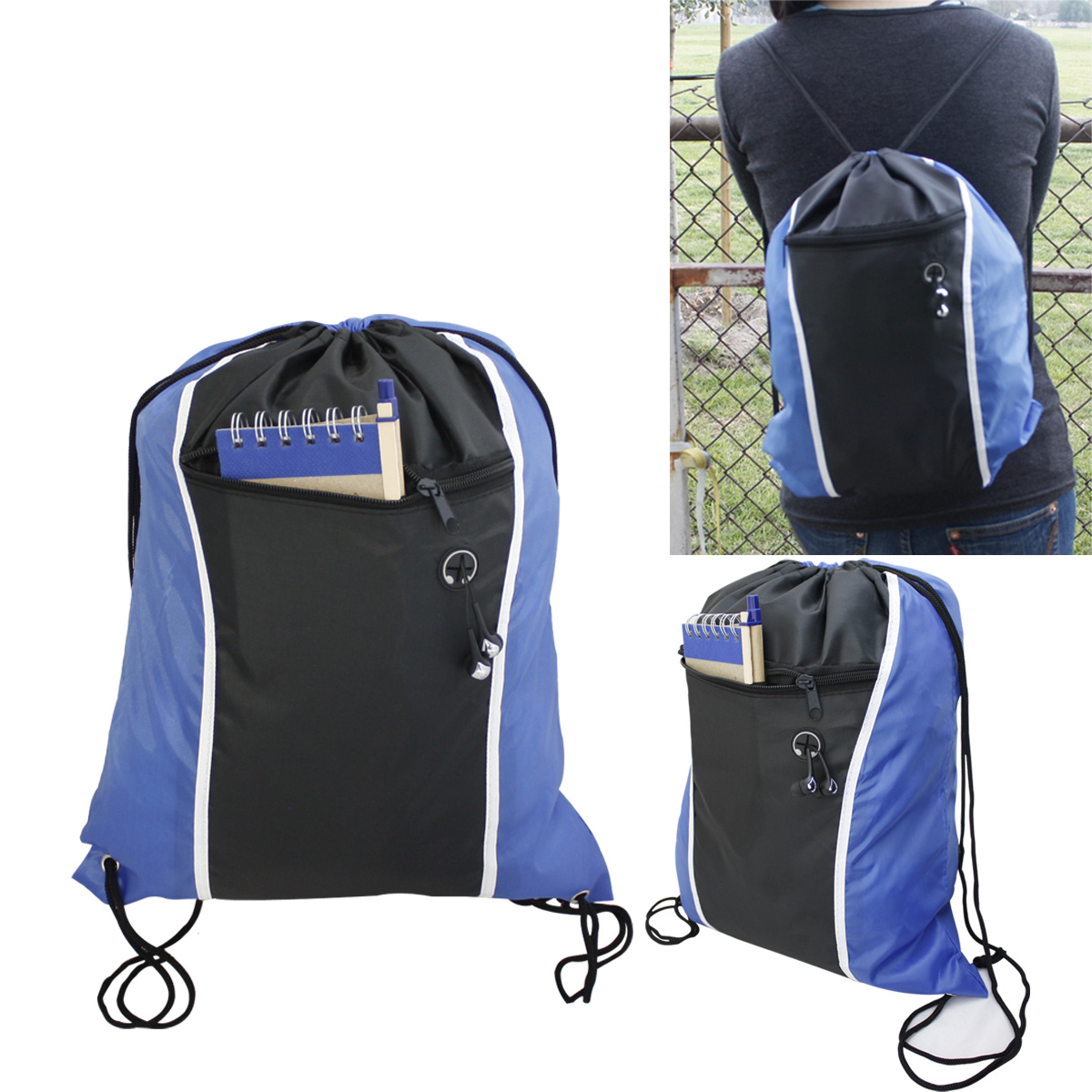 Drawstring w/iPod Outlet and Zipper Front Pocket 9