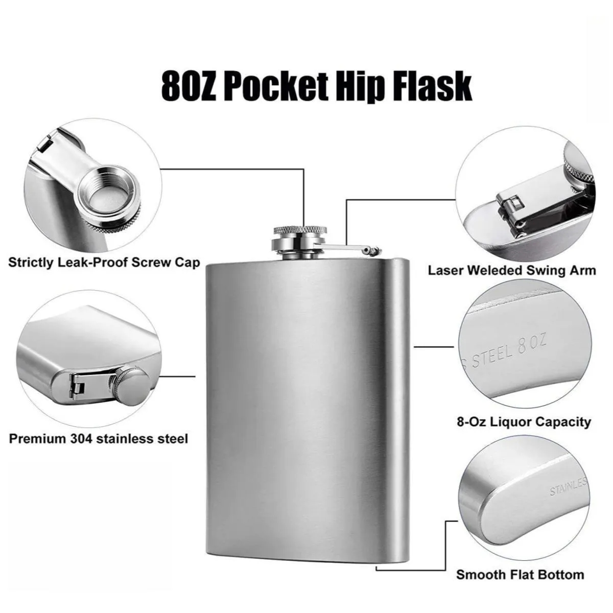 8 Oz Stainless Steel Hip Flask for Liquor 2