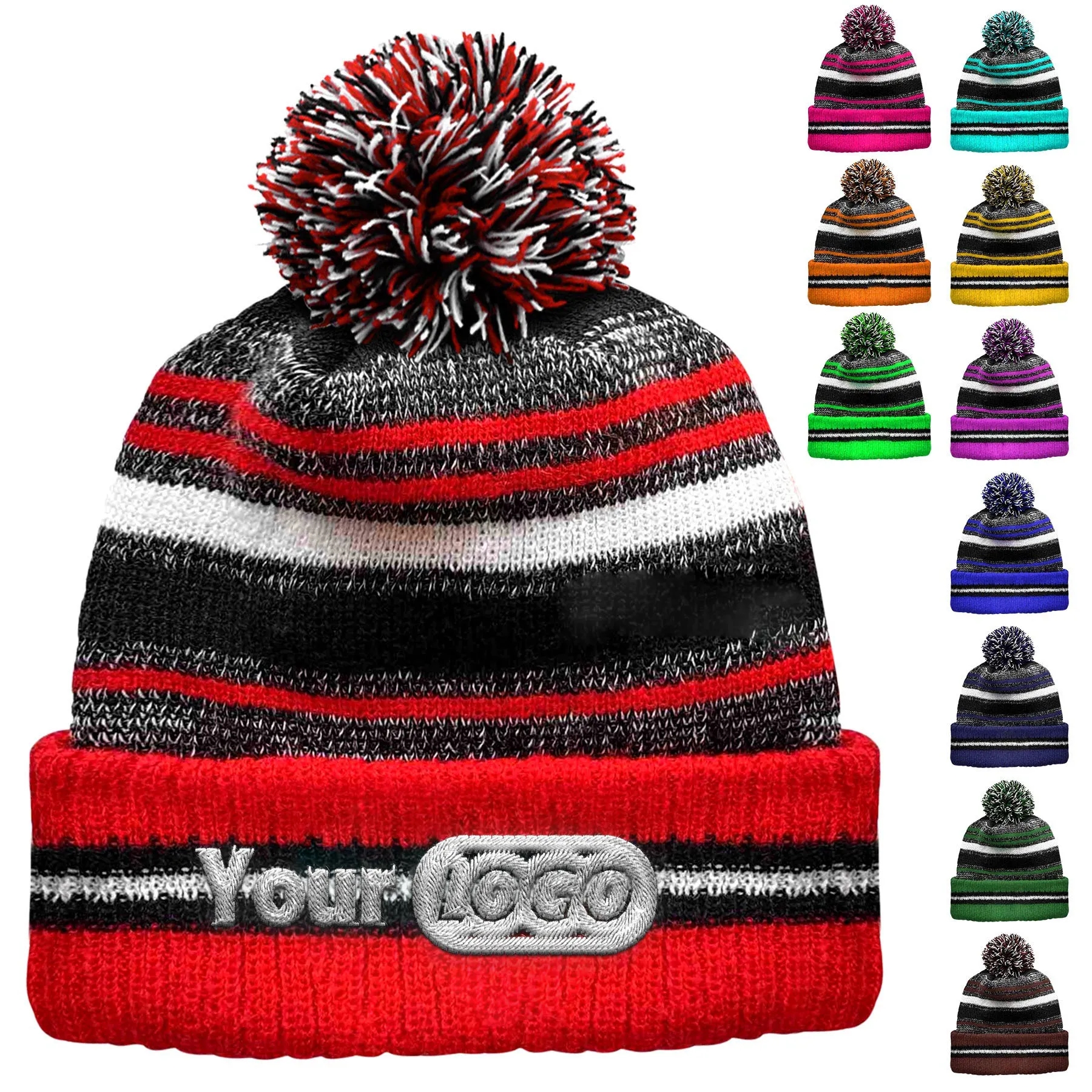 Winter Warmth Striped Cotton Knit Beanie 2