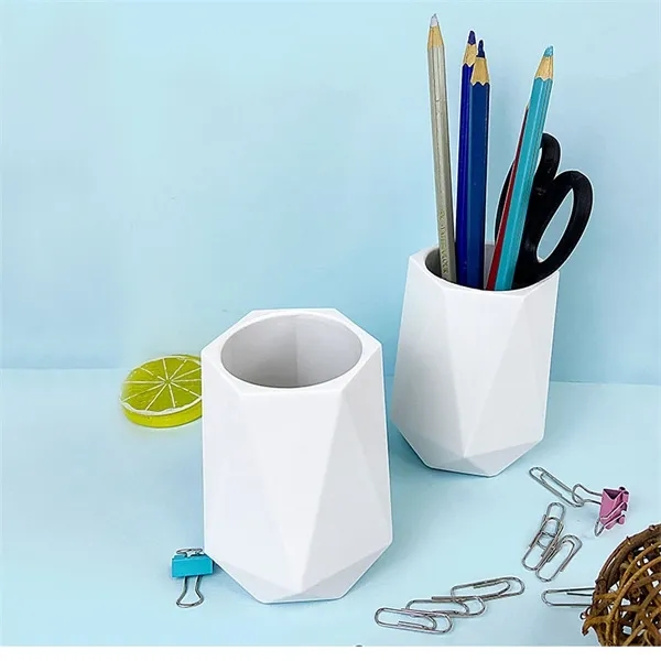 Silicone pen holder simple geometric white desktop storage 2