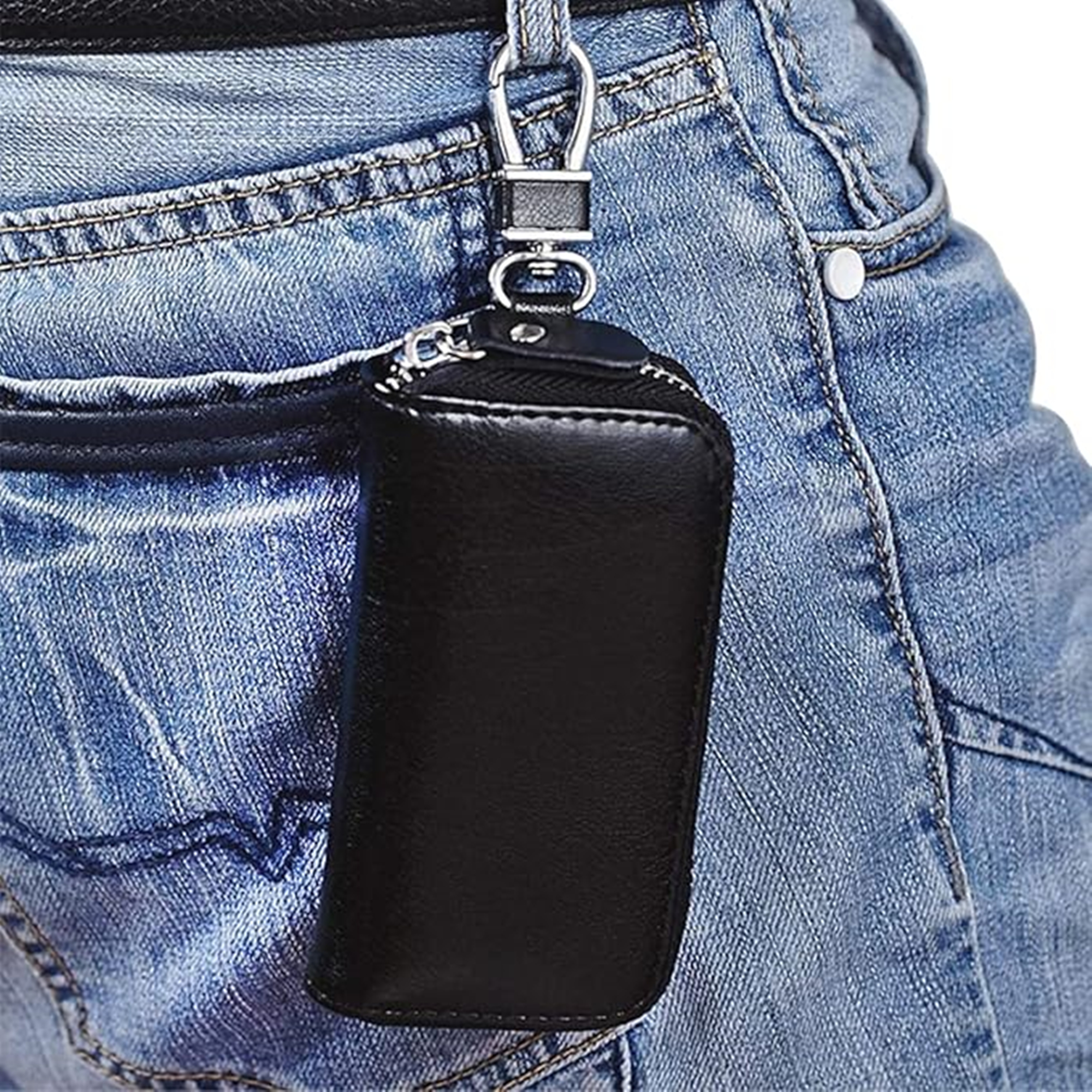 Premium Leather Key Holder Bag With Zipper Closure 2