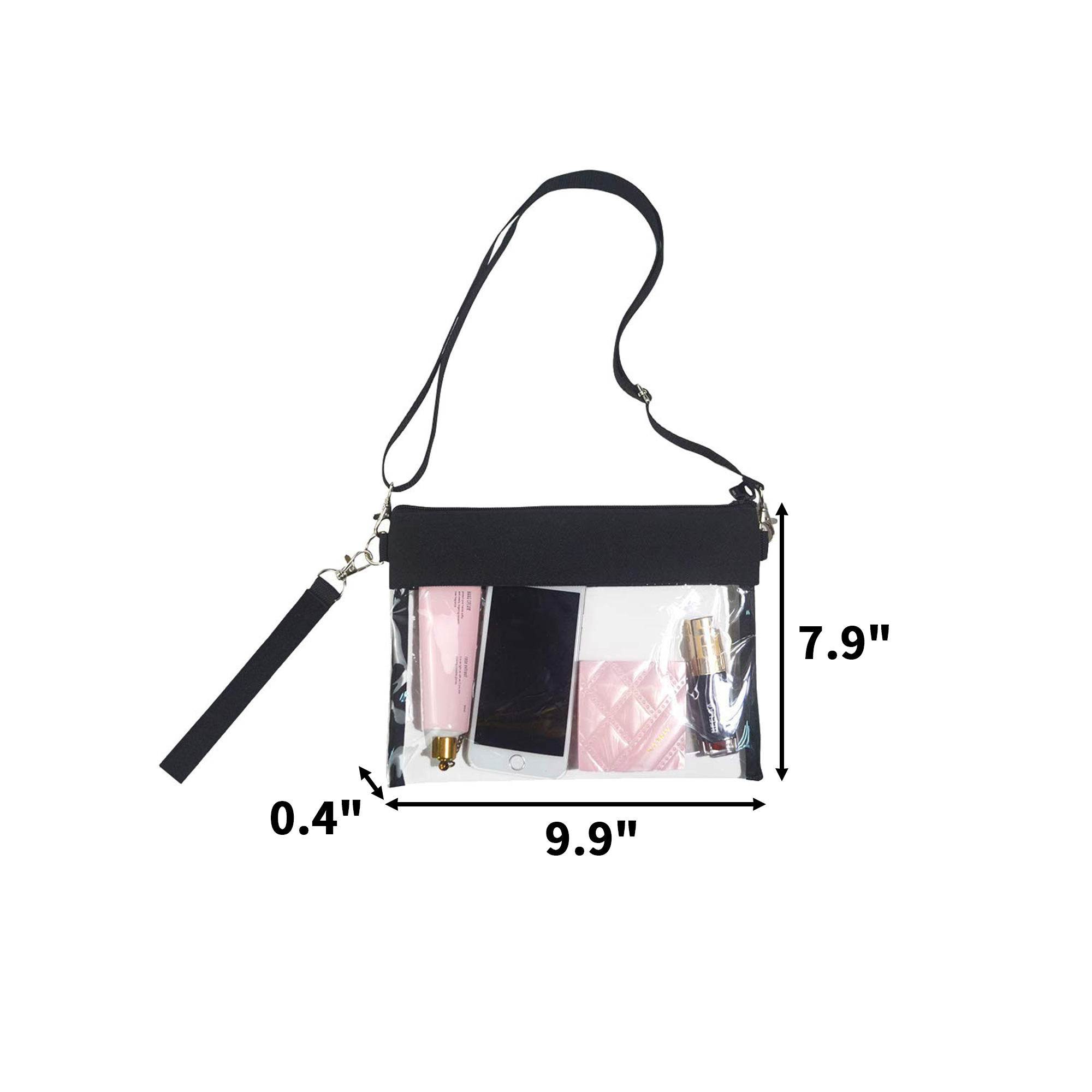 Clear PVC Stadium Shoulder Bag 9.9" x 7.9" x 0.4" 3