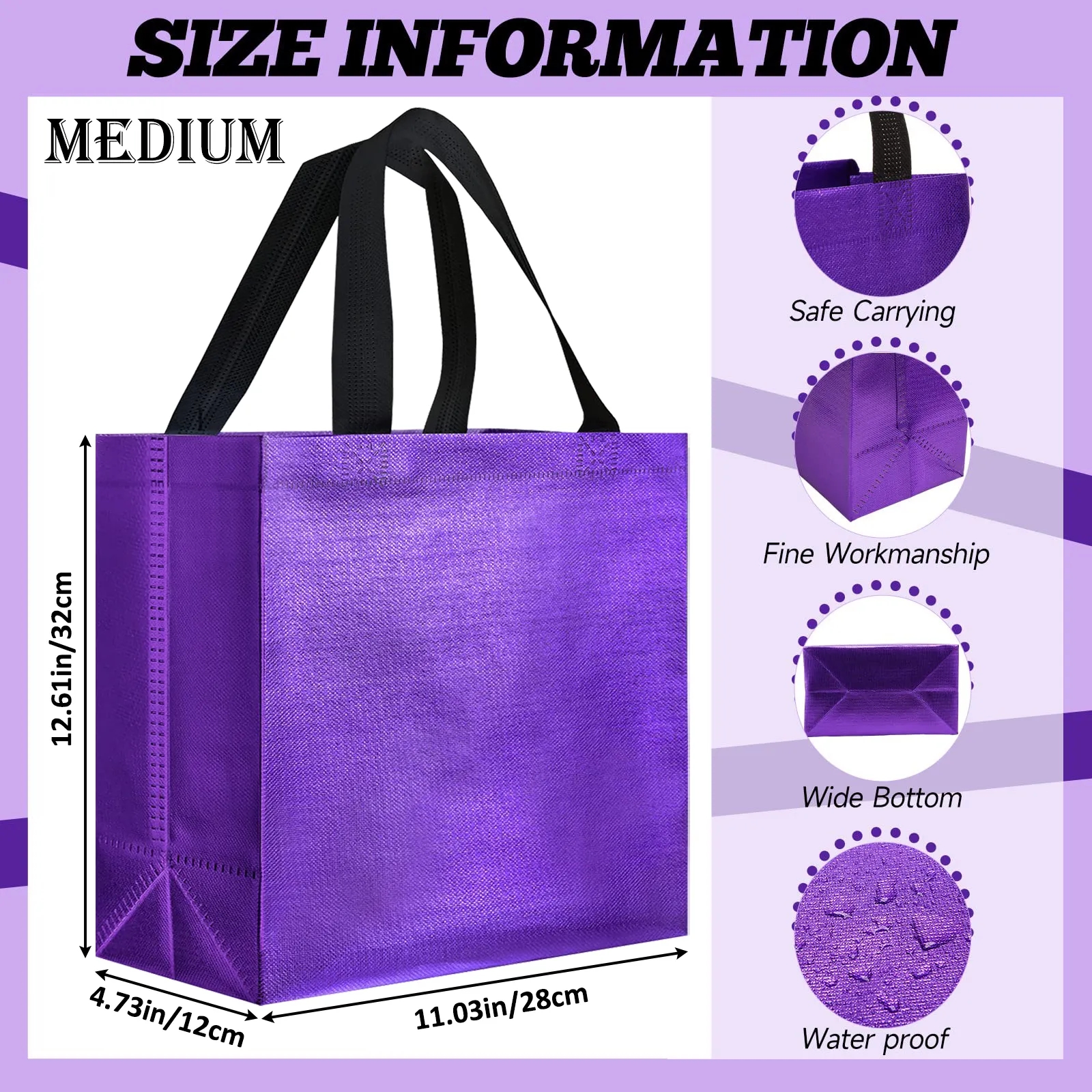 Gift Bags Shopping Glossy Reusable Grocery Tote with Handles 11