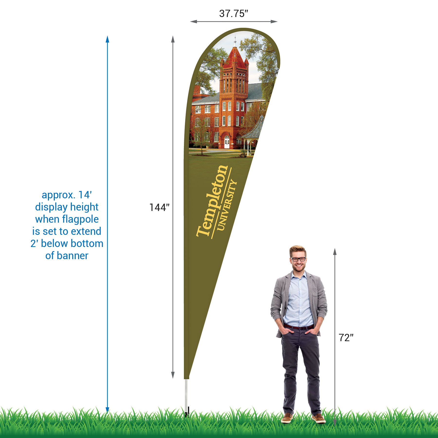 12' Double Sided Teardrop Banner w/ Premium Hardware & Spike 8