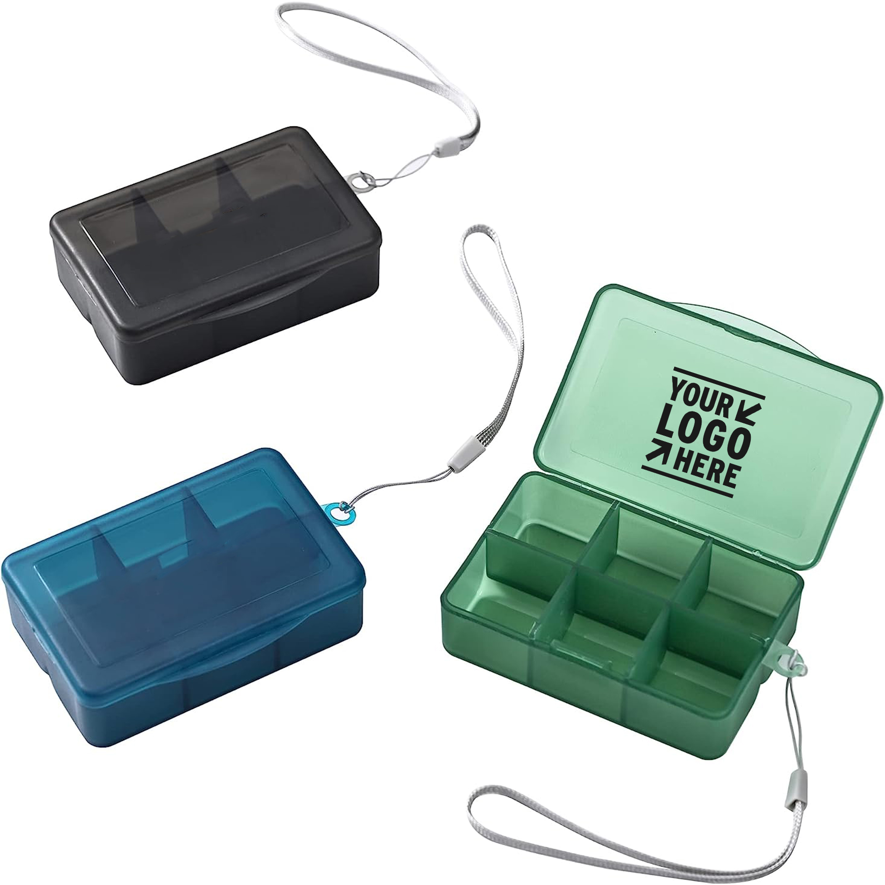 3 Pack 6 Compartments Small Travel Pill Organizer Portable Vitamin Medicine Dispenser Box   2