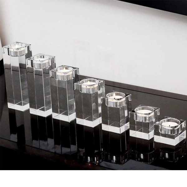 Square Clear Crystal Candle Holder 14