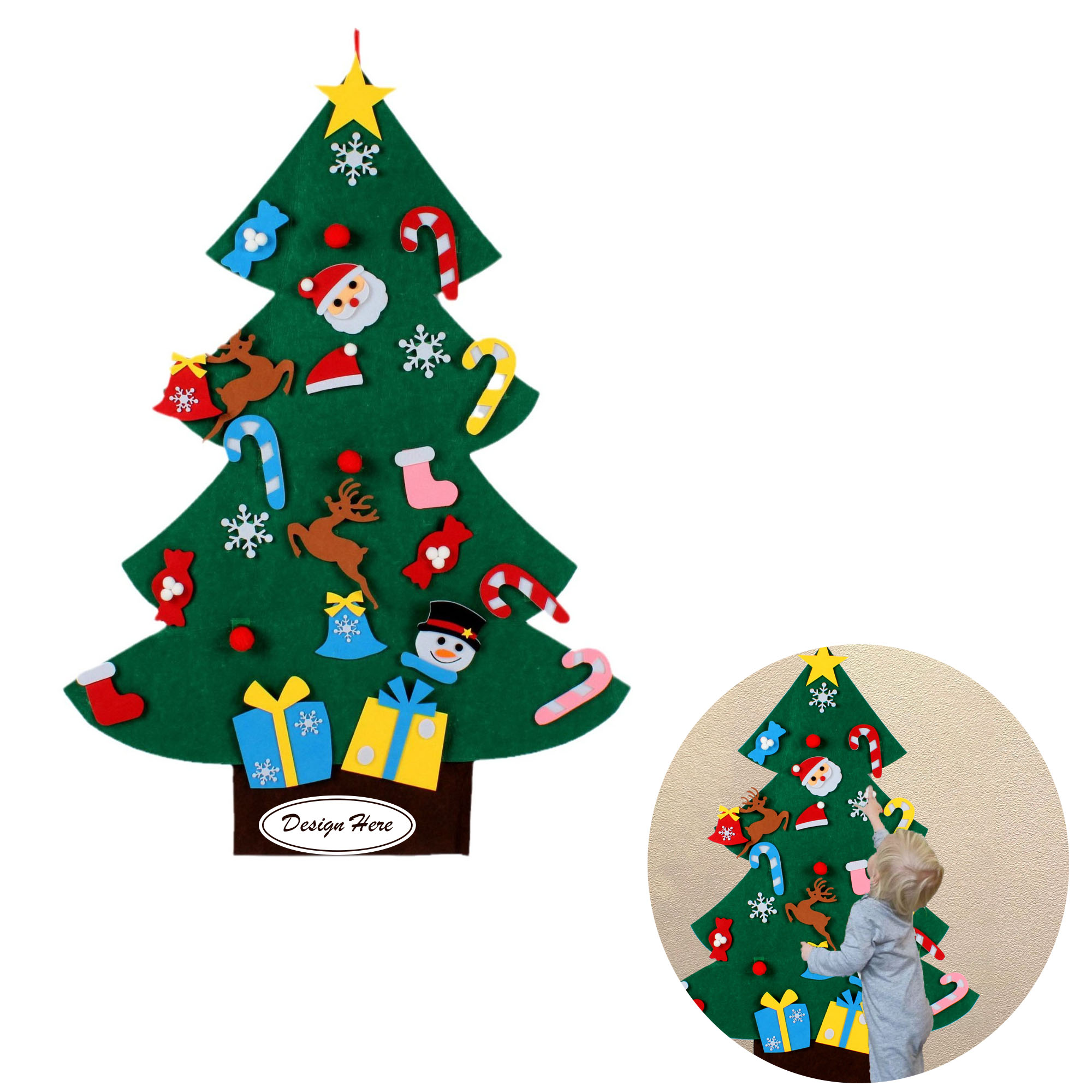 DIY Felt Christmas Tree Set with Ornaments for Kids' Creativity 1