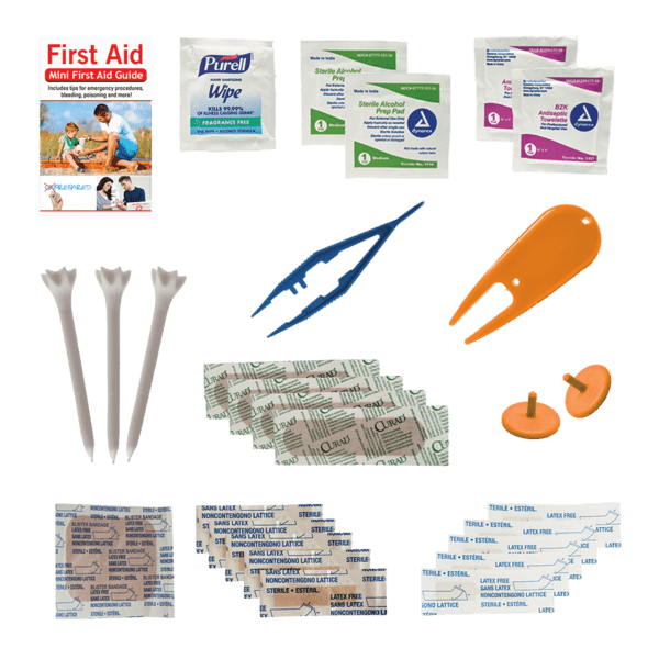Golf Safety & First Aid Kit in a Zippered Clear Nylon Bag 7