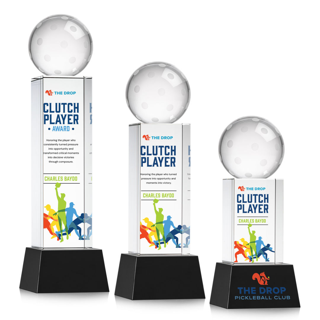 Pickleball VividPrint™ Award on Belcroft Base - Black