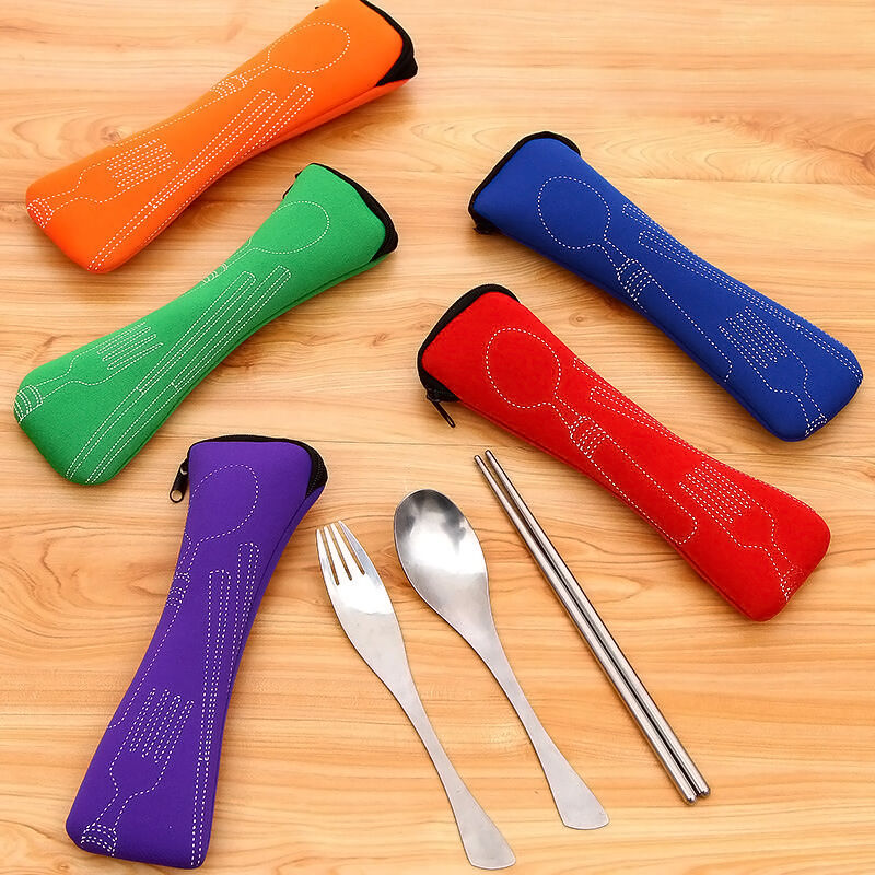Stainless Steel Travel Utensil Set in Pouch 7