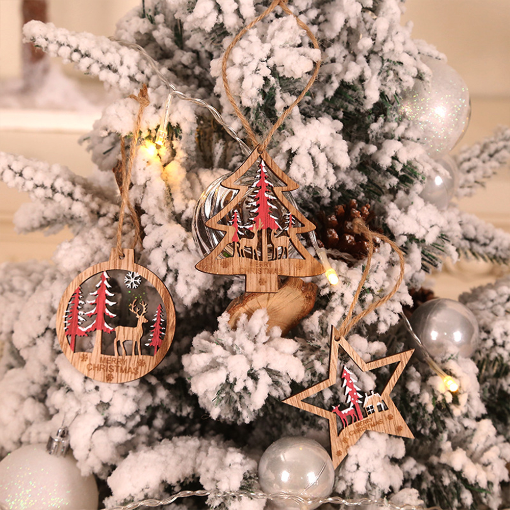 Christmas TreeWooden Elk Pendant Set 5