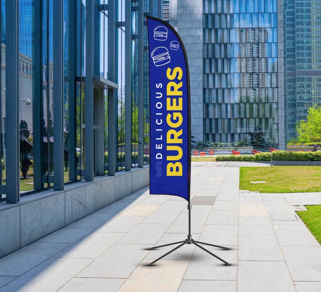 Blade flag-Single side-Cross base w/ water bag 2.25' x 11.5' 1