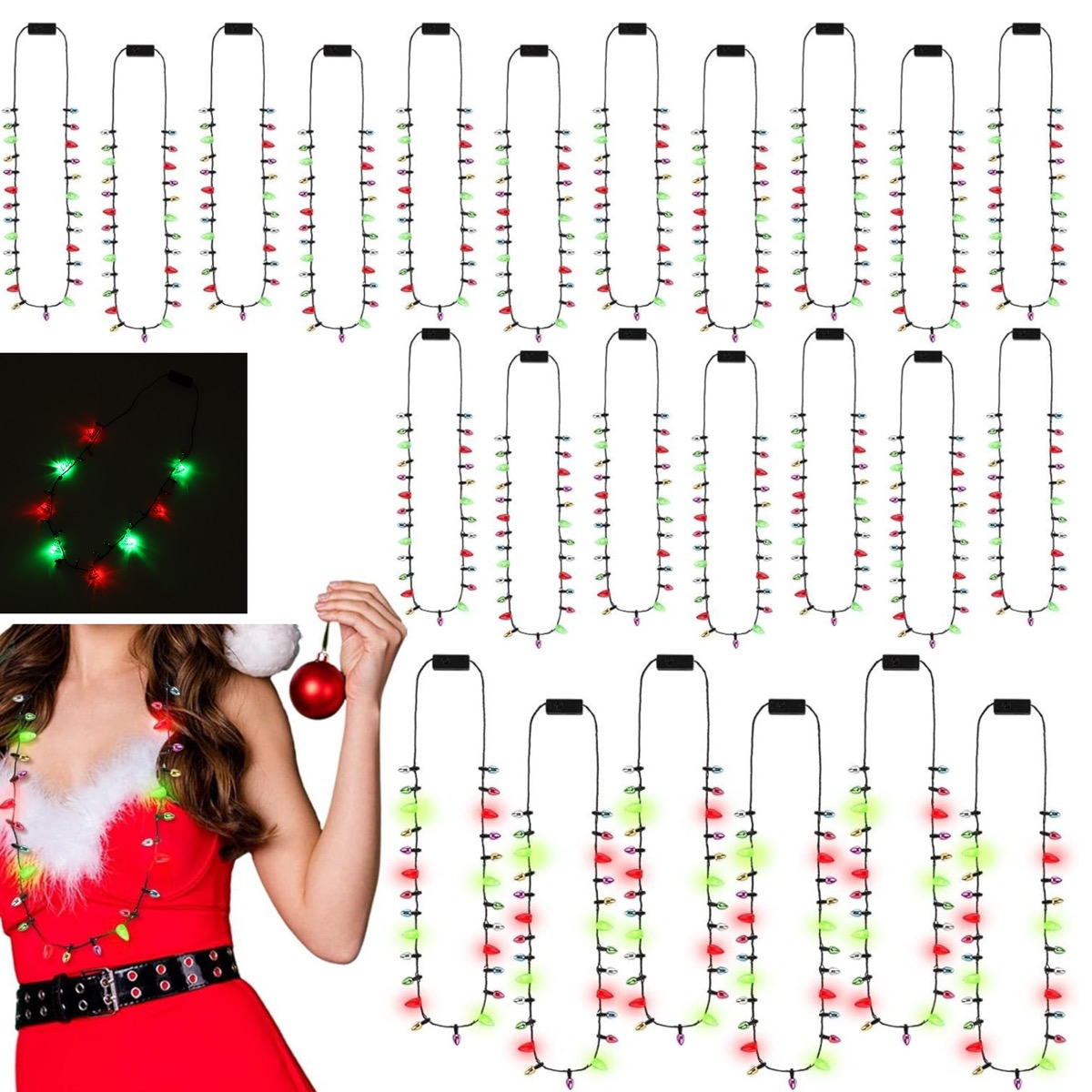 Christmas Party Santa Light Up String Necklace 8