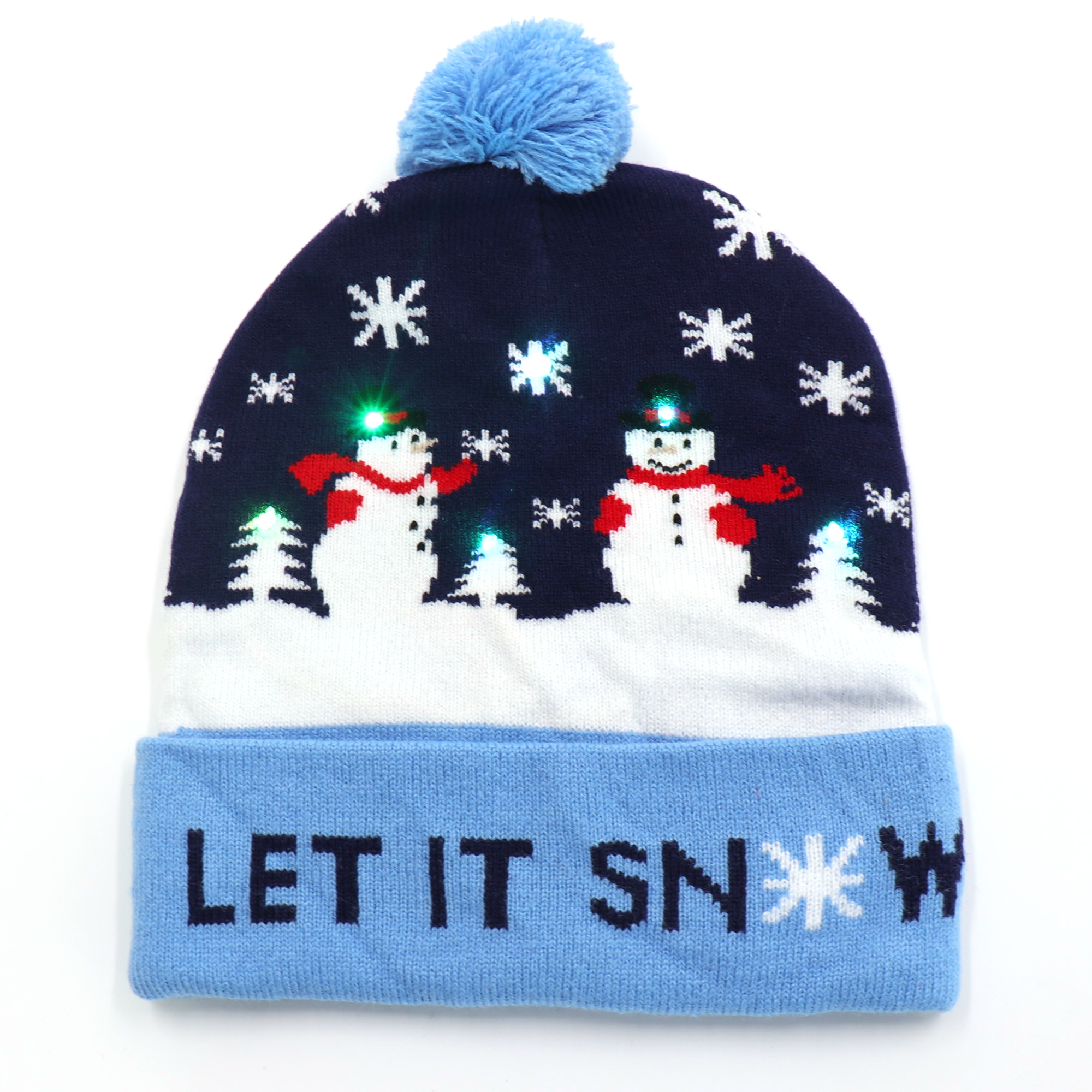 Christmas LED Knitted Beanie Hat With Festive Topper 6