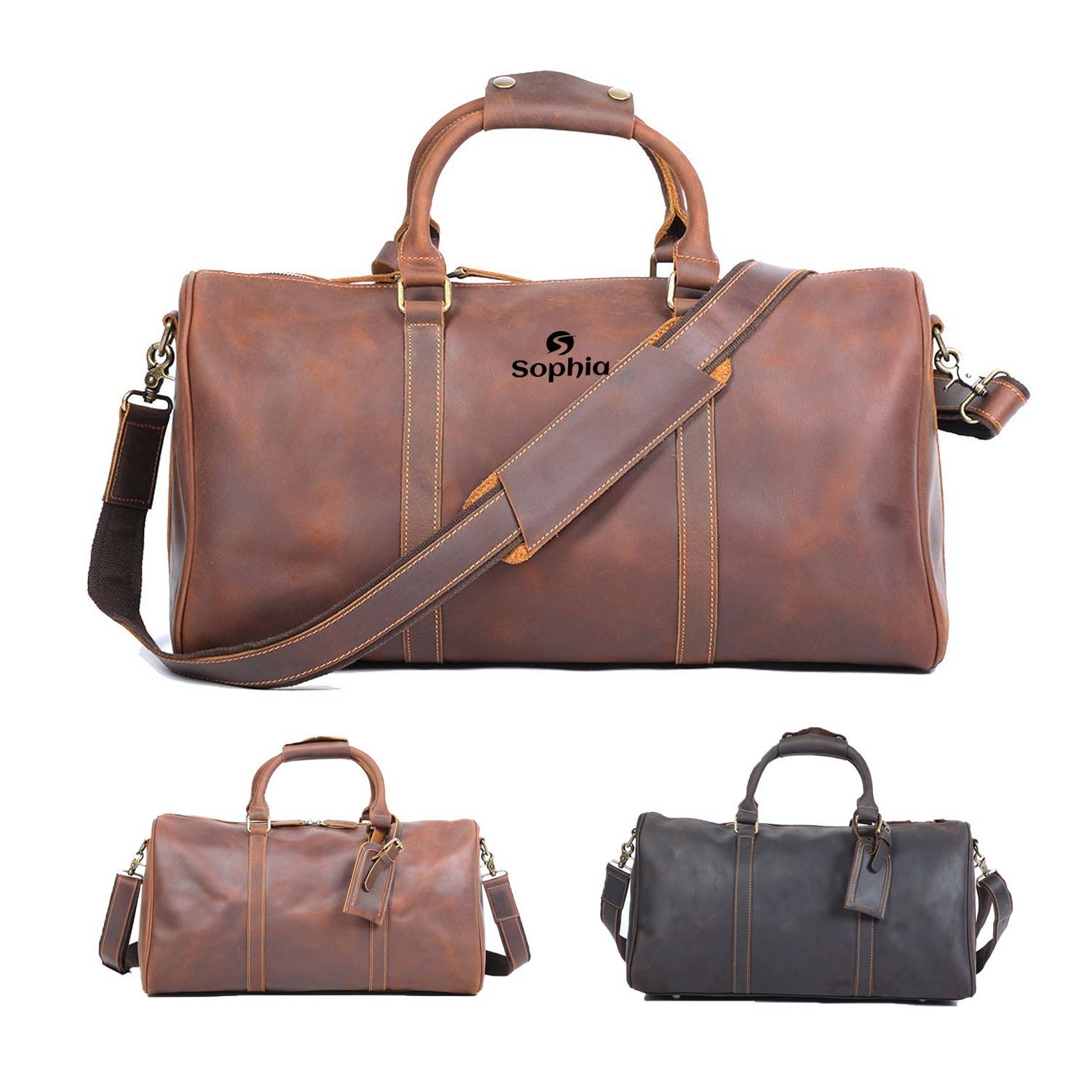 Cowhide Leather Travel Luggage Bag 2